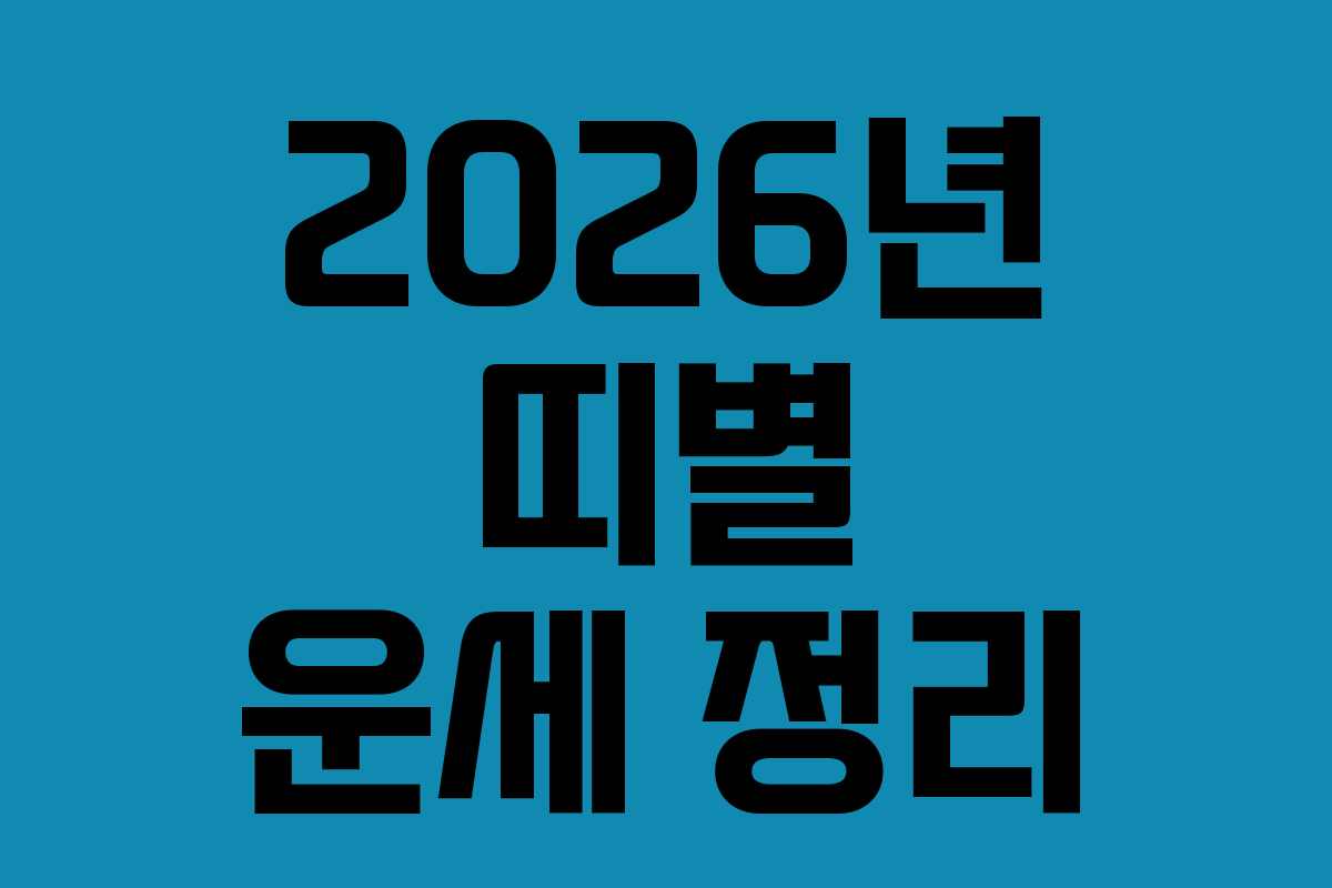 2026년 띠별 운세 정리