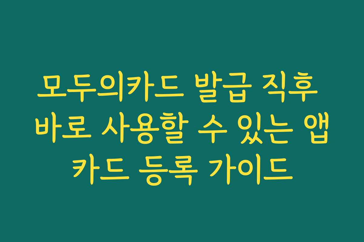 모두의카드 발급 직후 바로 사용할 수 있는 앱카드 등록 가이드