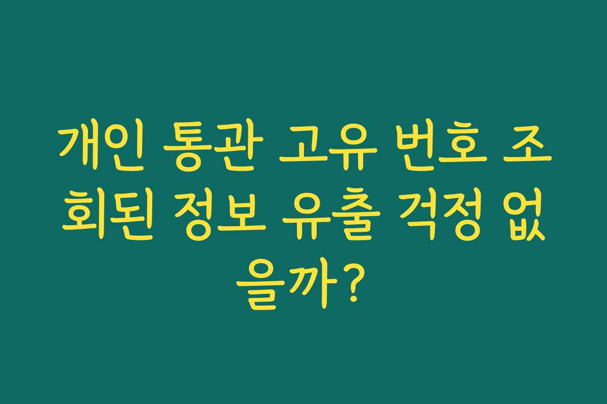 개인 통관 고유 번호 조회된 정보 유출 걱정 없을까?