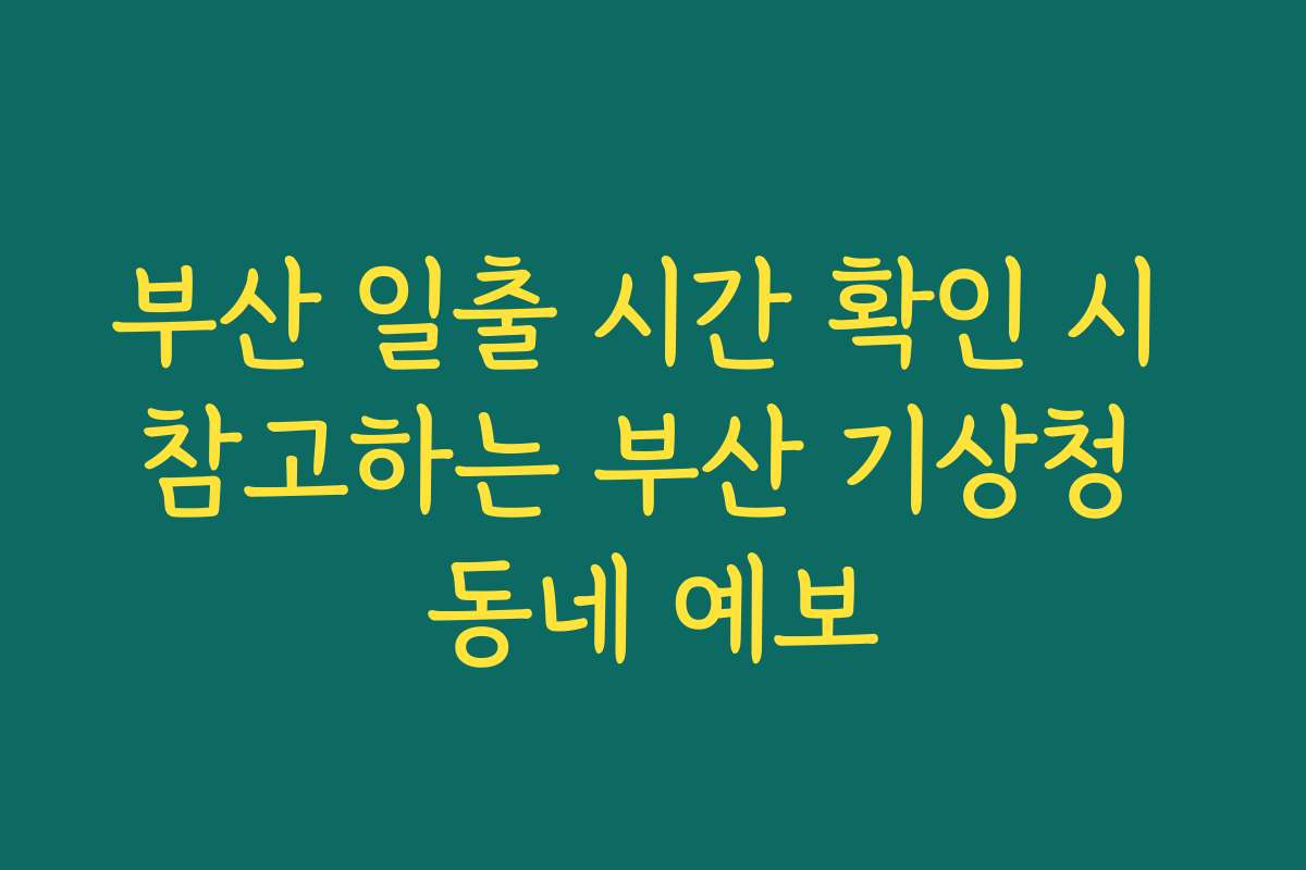 부산 일출 시간 확인 시 참고하는 부산 기상청 동네 예보