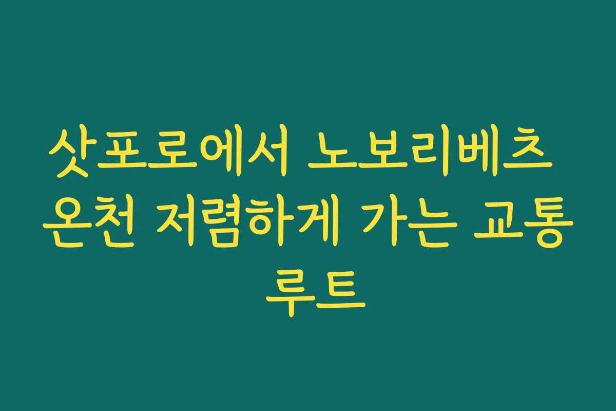 삿포로에서 노보리베츠 온천 저렴하게 가는 교통 루트