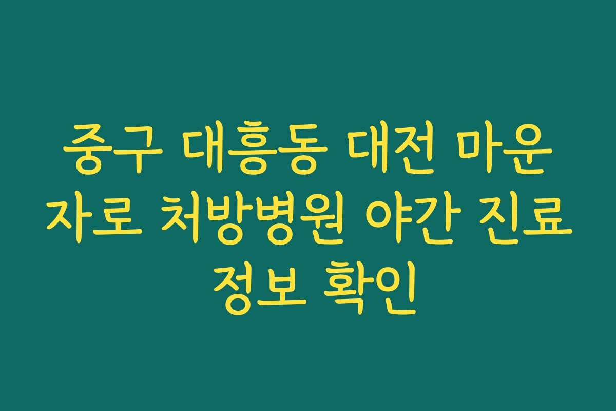 중구 대흥동 대전 마운자로 처방병원 야간 진료 정보 확인