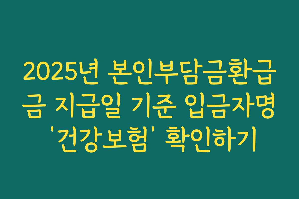 2025년 본인부담금환급금 지급일 기준 입금자명 ‘건강보험’ 확인하기
