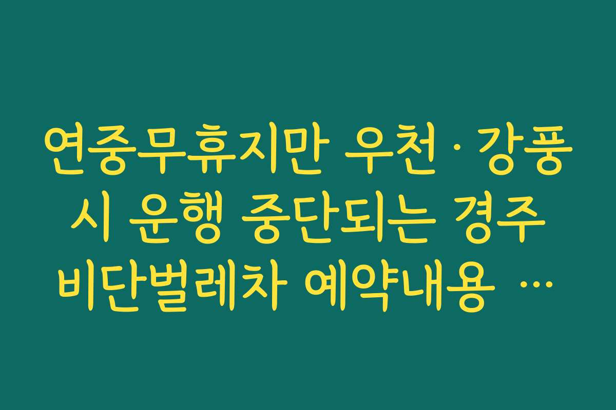 연중무휴지만 우천·강풍 시 운행 중단되는 경주 비단벌레차 예약내용 기준 확인하기