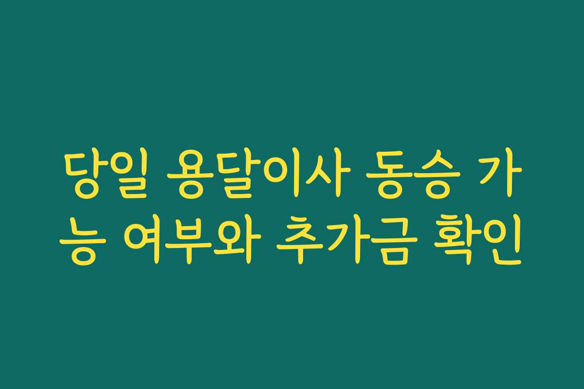 당일 용달이사 동승 가능 여부와 추가금 확인