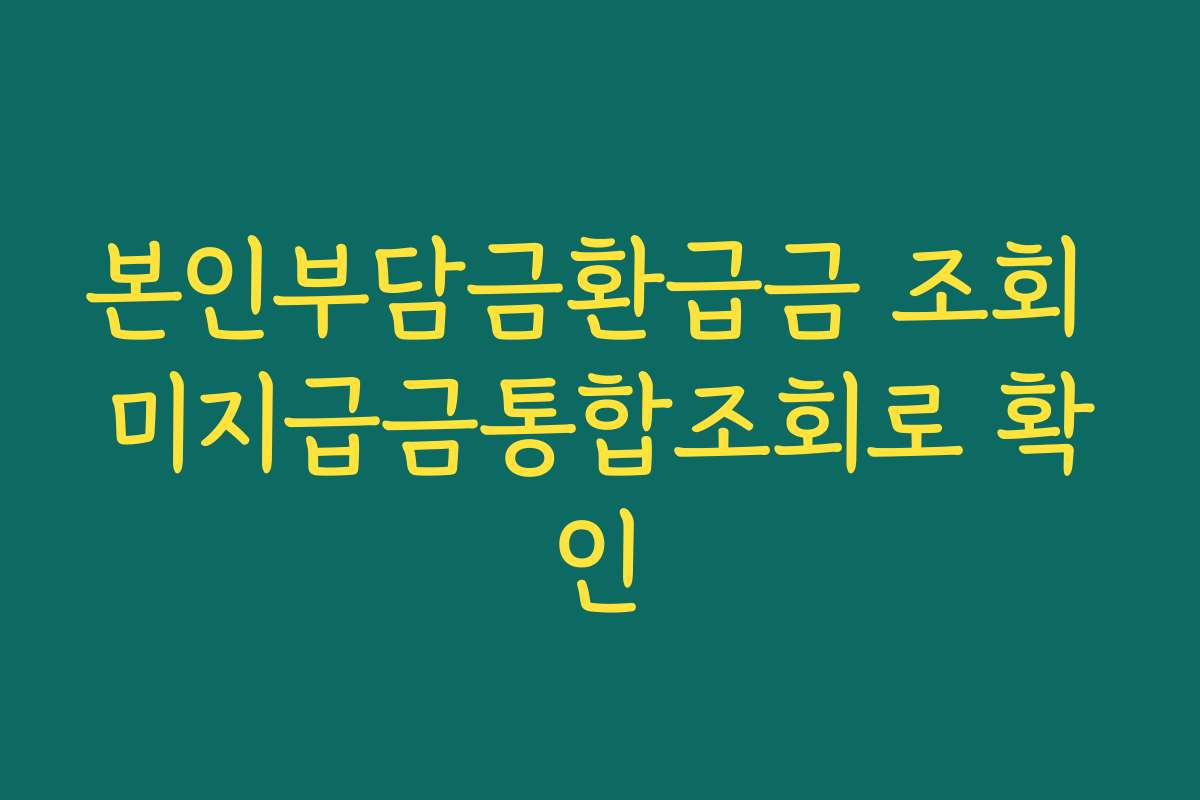 본인부담금환급금 조회 미지급금통합조회로 확인