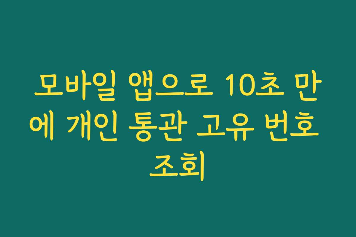 모바일 앱으로 10초 만에 개인 통관 고유 번호 조회