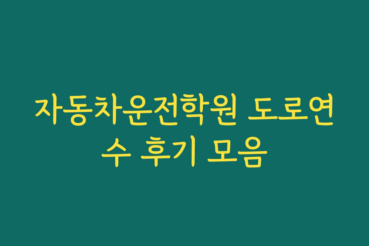 자동차운전학원 도로연수 후기 모음