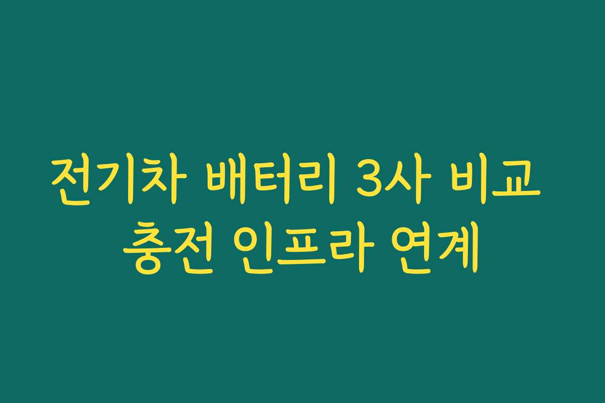 전기차 배터리 3사 비교 충전 인프라 연계