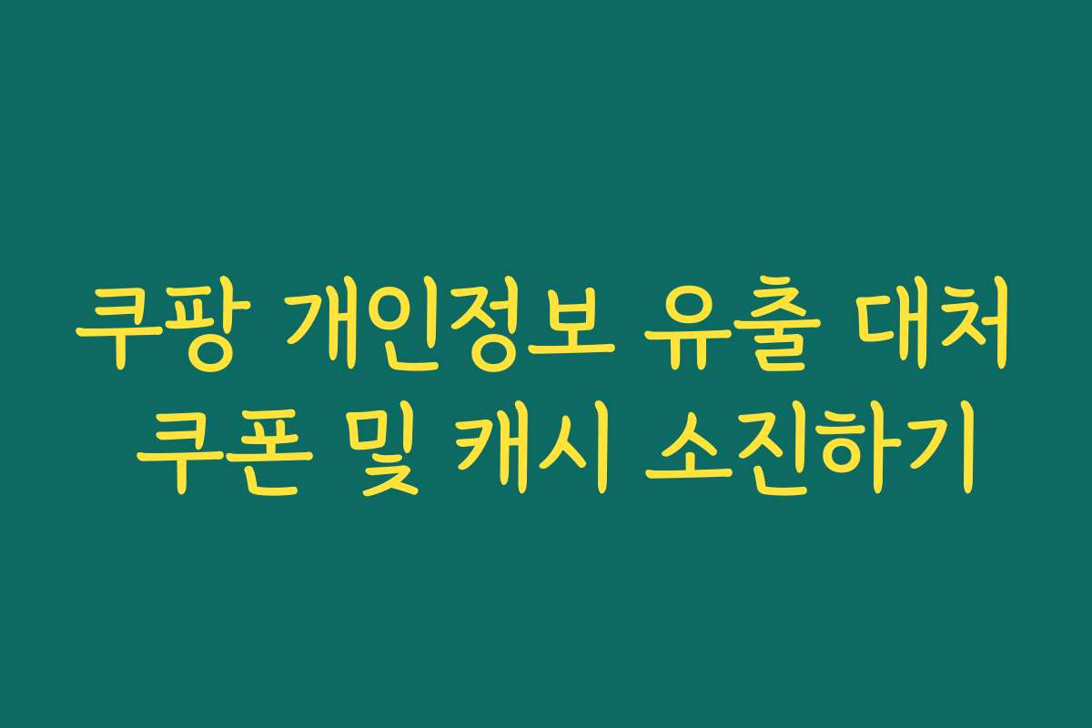 쿠팡 개인정보 유출 대처 쿠폰 및 캐시 소진하기