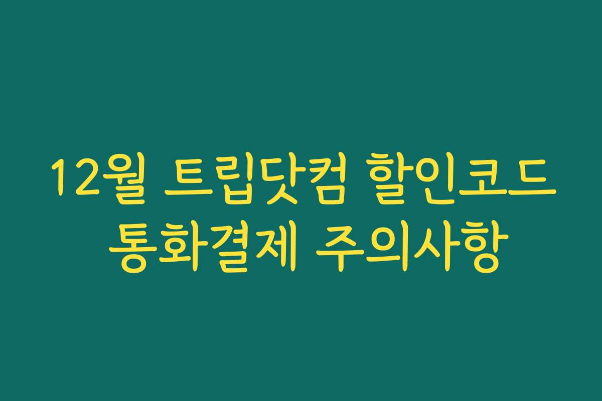 12월 트립닷컴 할인코드 통화결제 주의사항