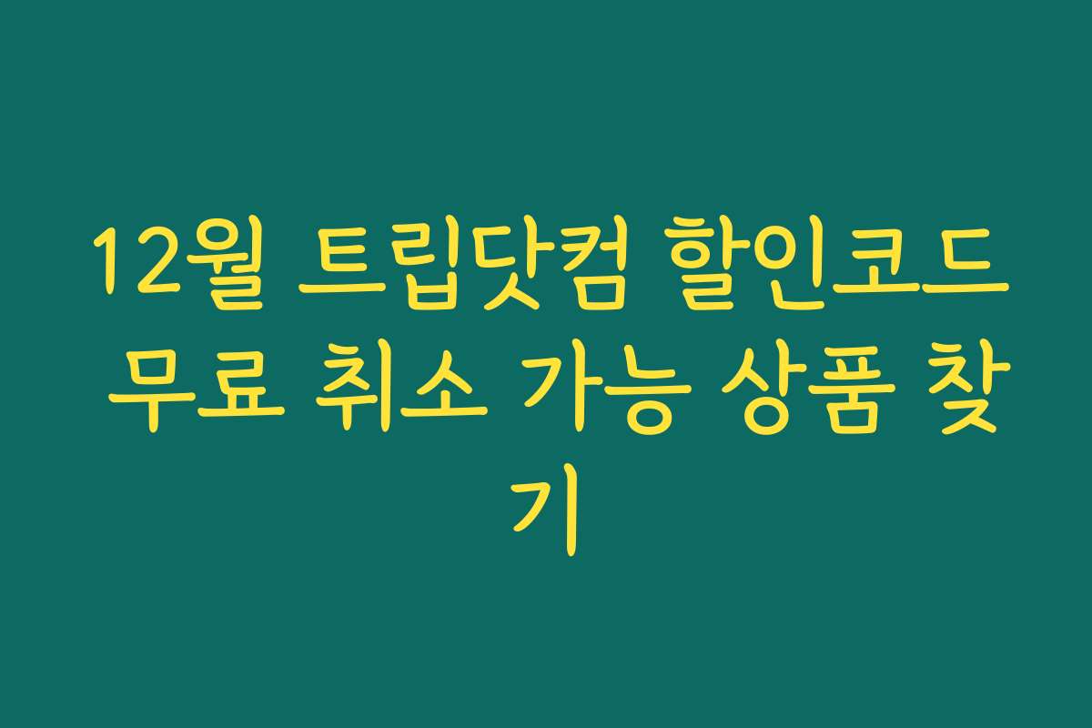 12월 트립닷컴 할인코드 무료 취소 가능 상품 찾기