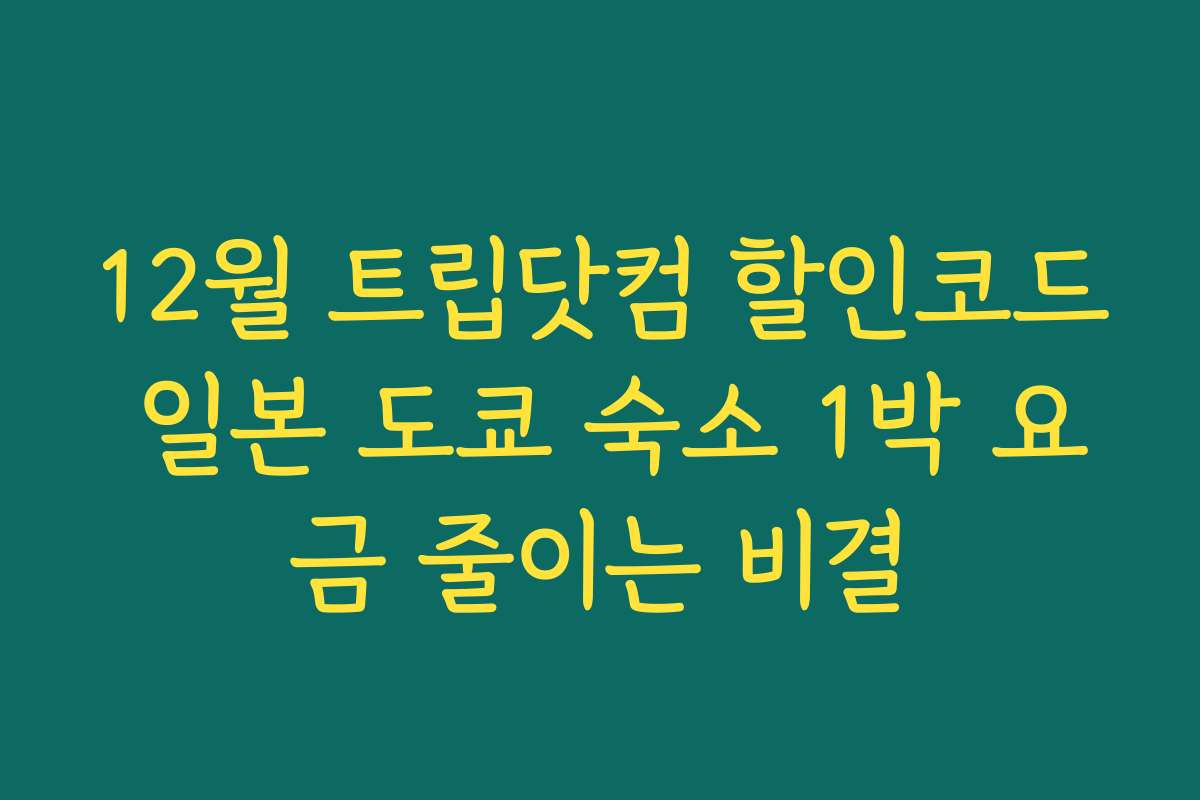 12월 트립닷컴 할인코드 일본 도쿄 숙소 1박 요금 줄이는 비결