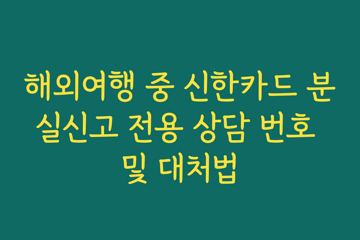 해외여행 중 신한카드 분실신고 전용 상담 번호 및 대처법