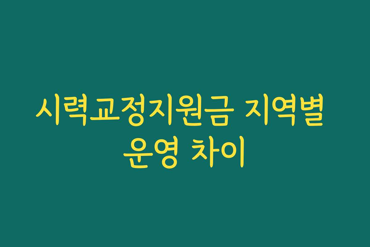 시력교정지원금 지역별 운영 차이