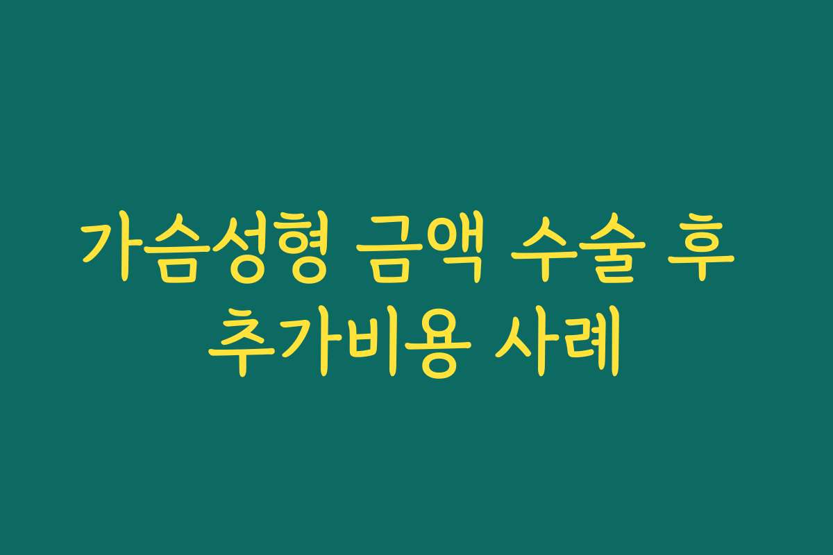 가슴성형 금액 수술 후 추가비용 사례