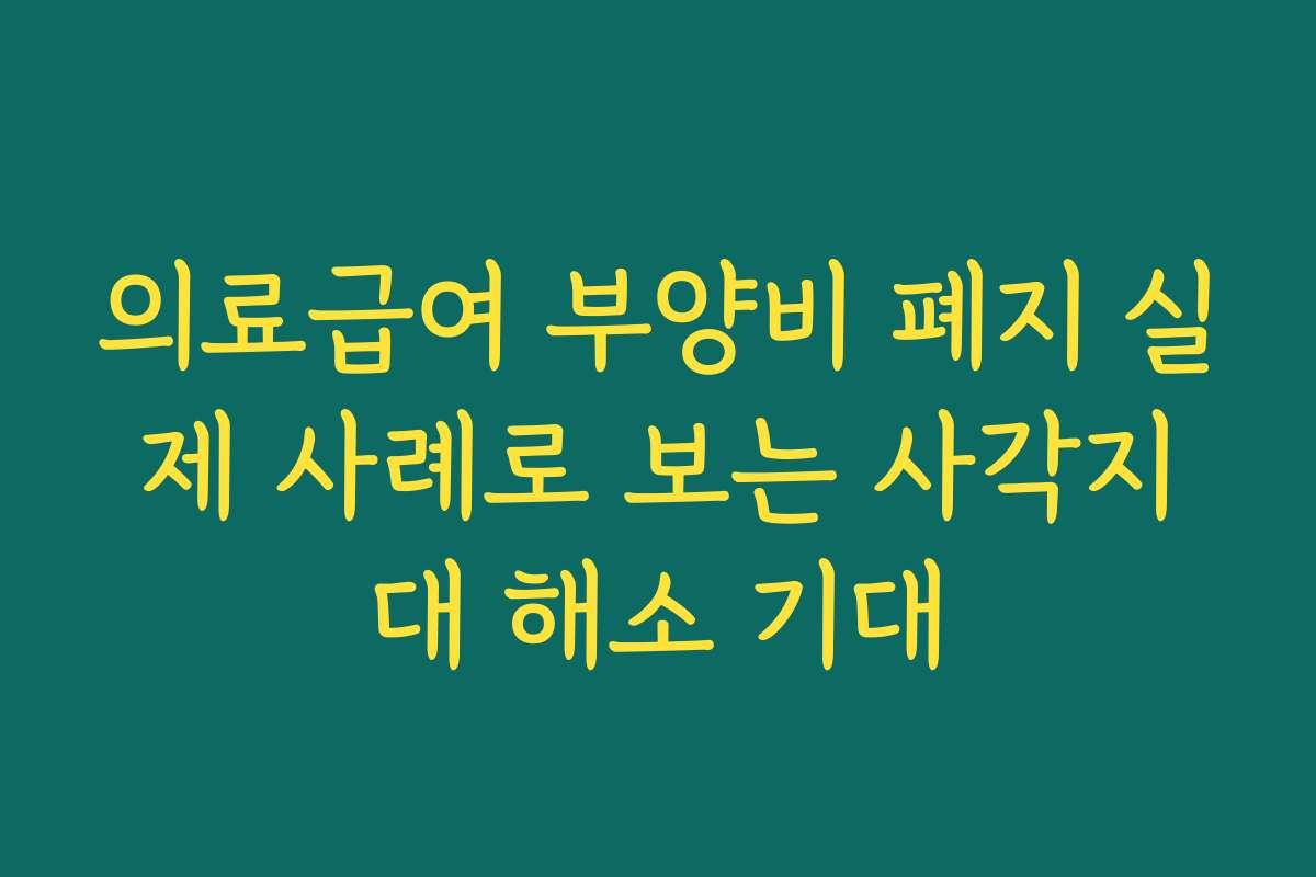 의료급여 부양비 폐지 실제 사례로 보는 사각지대 해소 기대