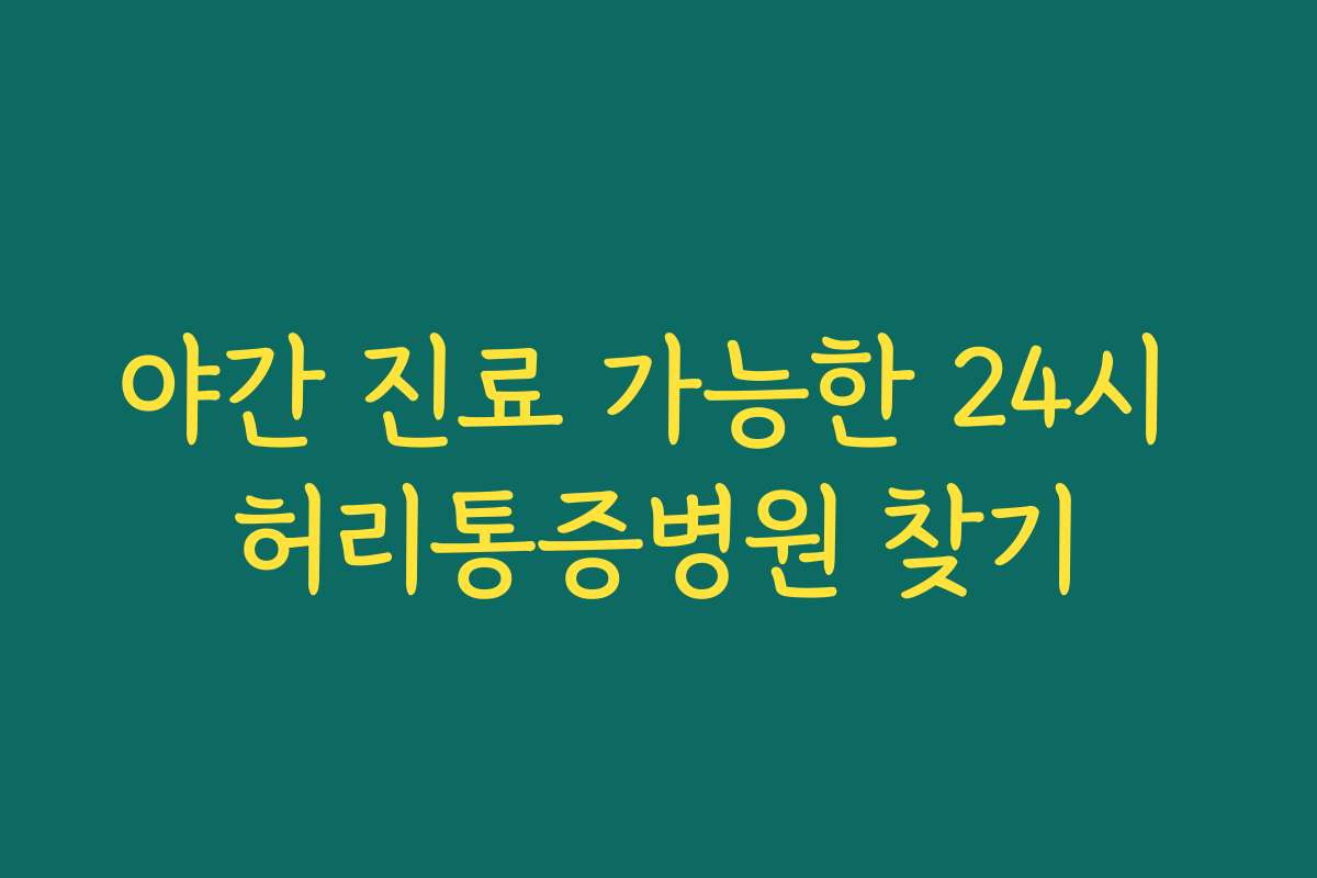 야간 진료 가능한 24시 허리통증병원 찾기