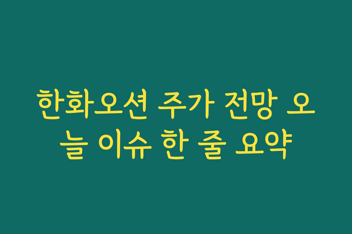 한화오션 주가 전망 오늘 이슈 한 줄 요약