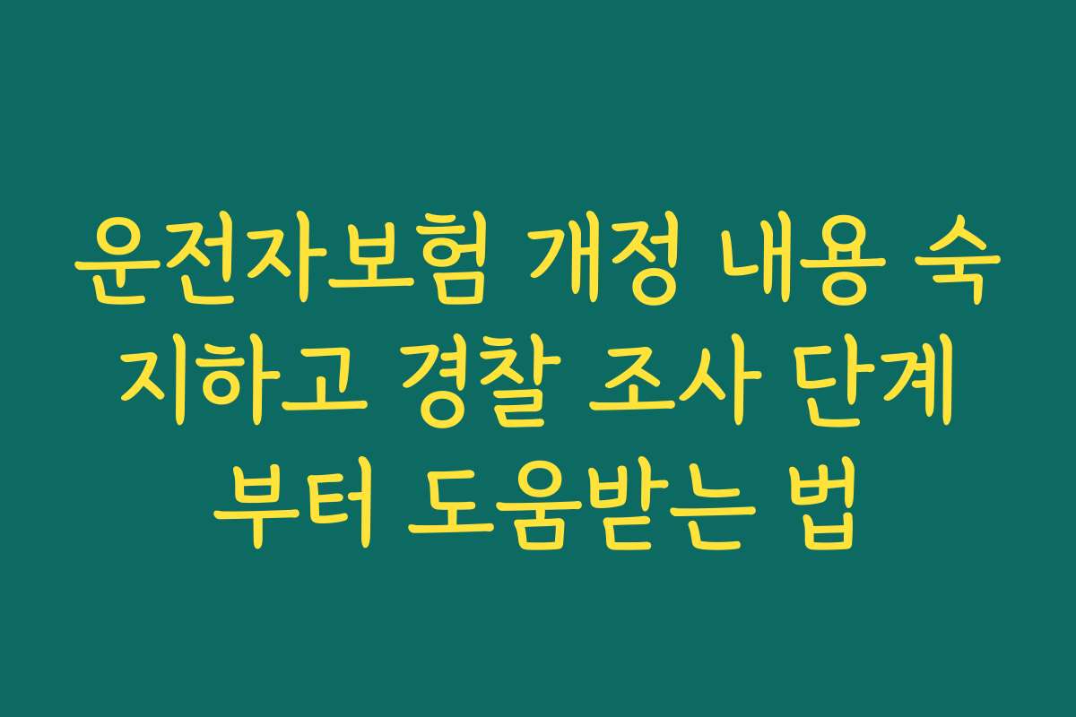 운전자보험 개정 내용 숙지하고 경찰 조사 단계부터 도움받는 법
