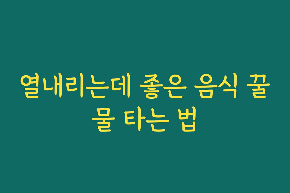 열내리는데 좋은 음식 꿀물 타는 법