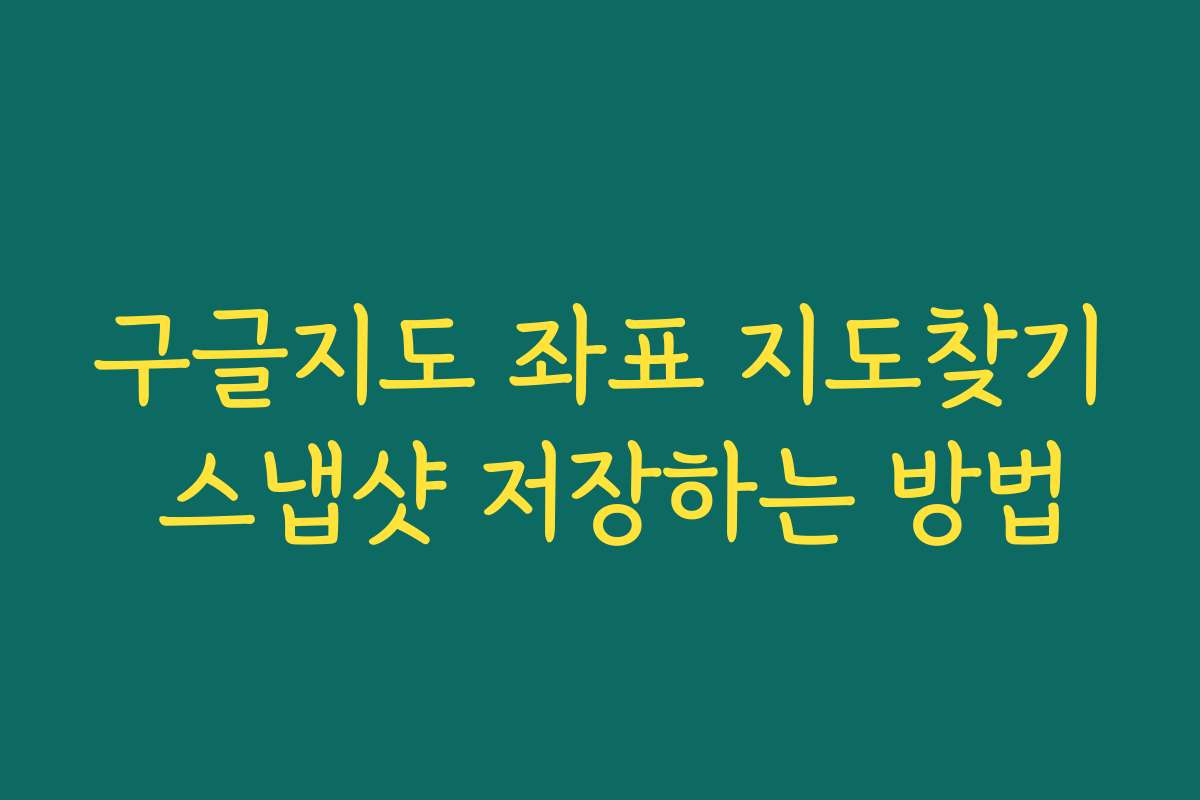 구글지도 좌표 지도찾기 스냅샷 저장하는 방법