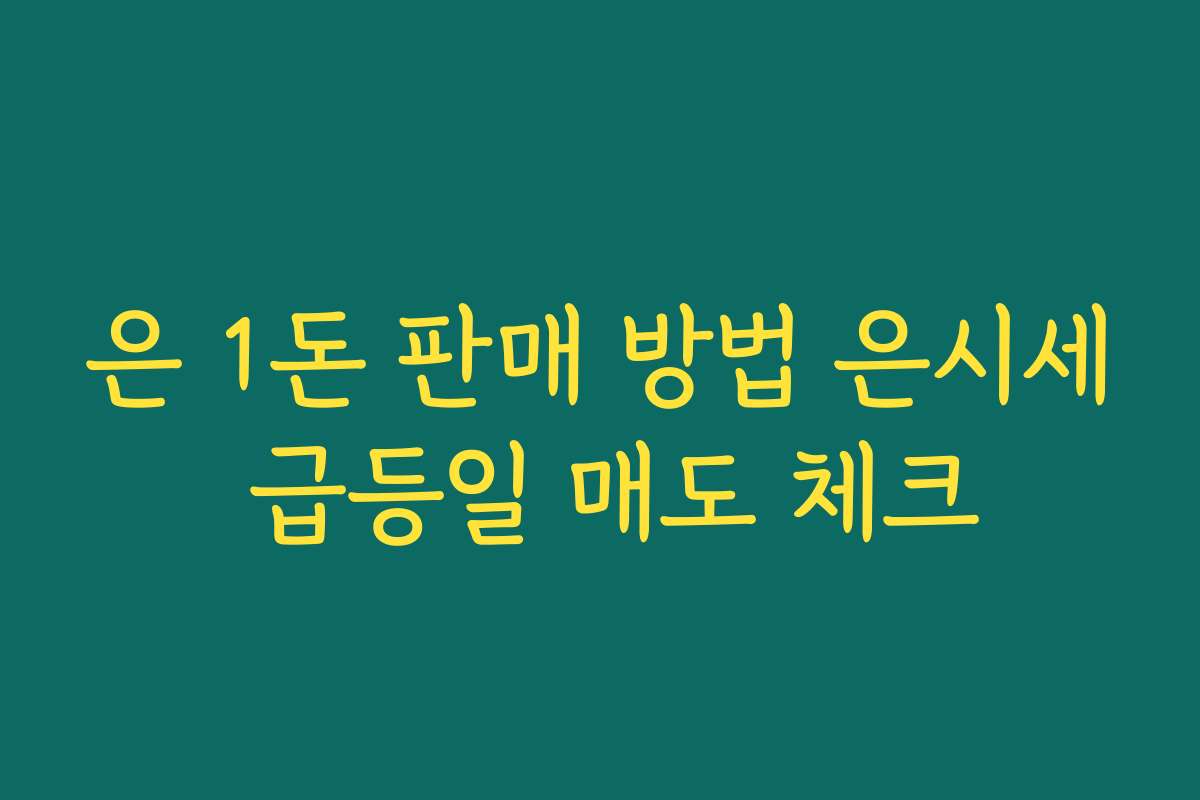 은 1돈 판매 방법 은시세 급등일 매도 체크