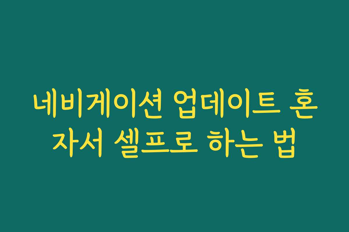 네비게이션 업데이트 혼자서 셀프로 하는 법