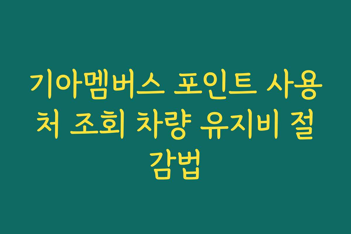 기아멤버스 포인트 사용처 조회 차량 유지비 절감법