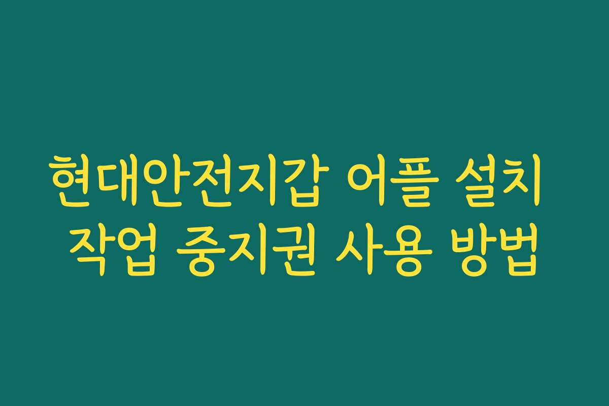현대안전지갑 어플 설치 작업 중지권 사용 방법