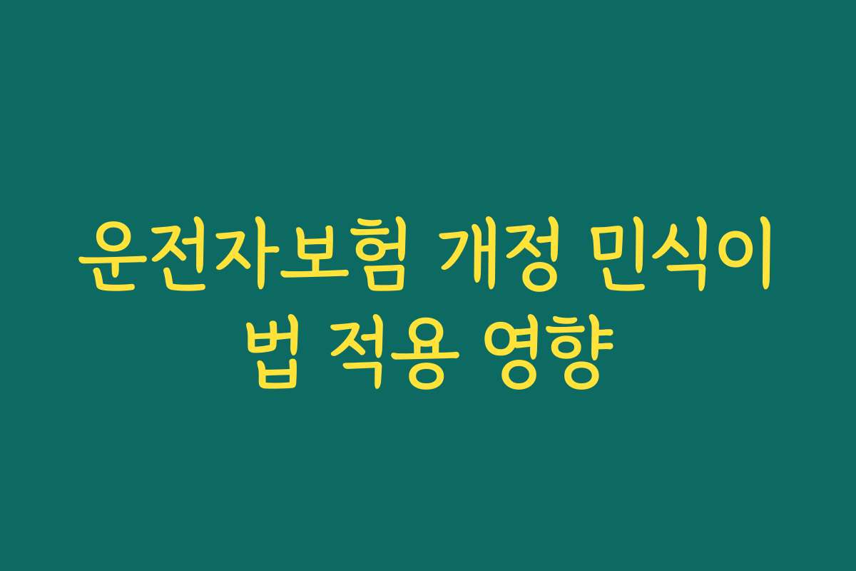운전자보험 개정 민식이법 적용 영향
