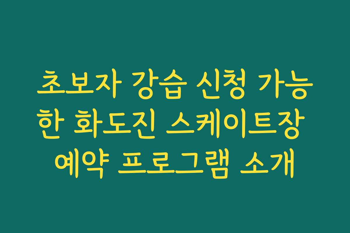초보자 강습 신청 가능한 화도진 스케이트장 예약 프로그램 소개