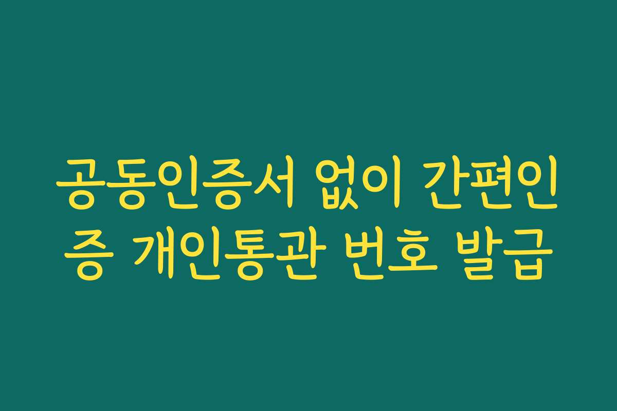 공동인증서 없이 간편인증 개인통관 번호 발급