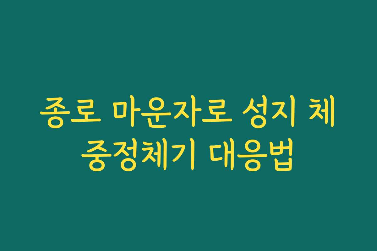 종로 마운자로 성지 체중정체기 대응법