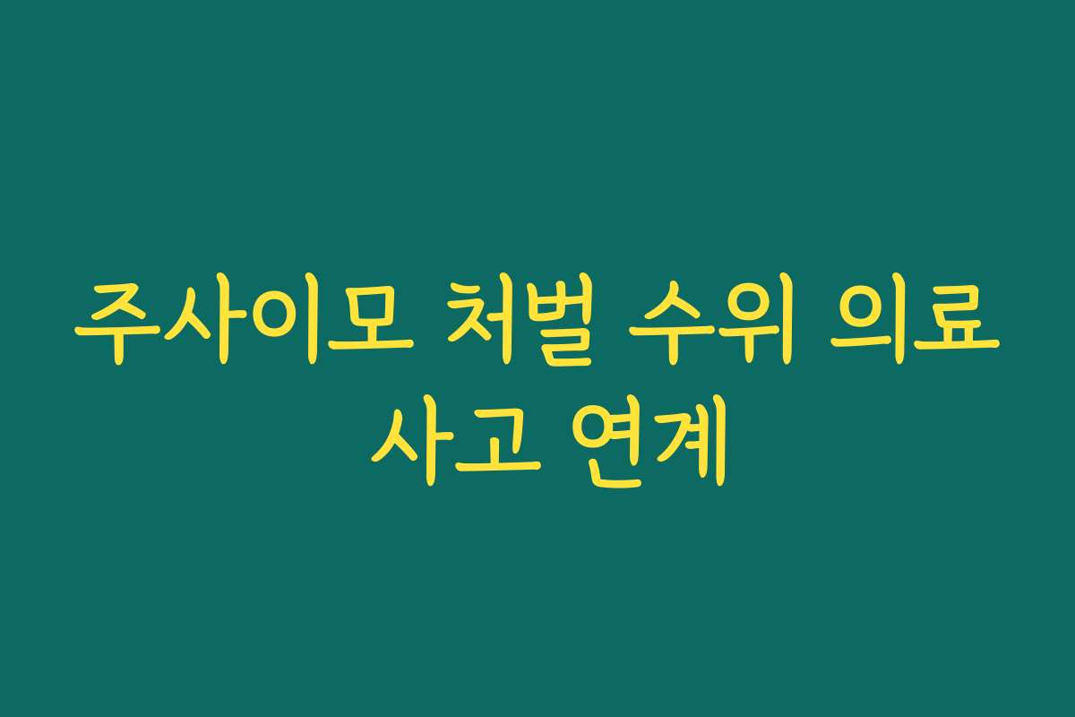 주사이모 처벌 수위 의료 사고 연계