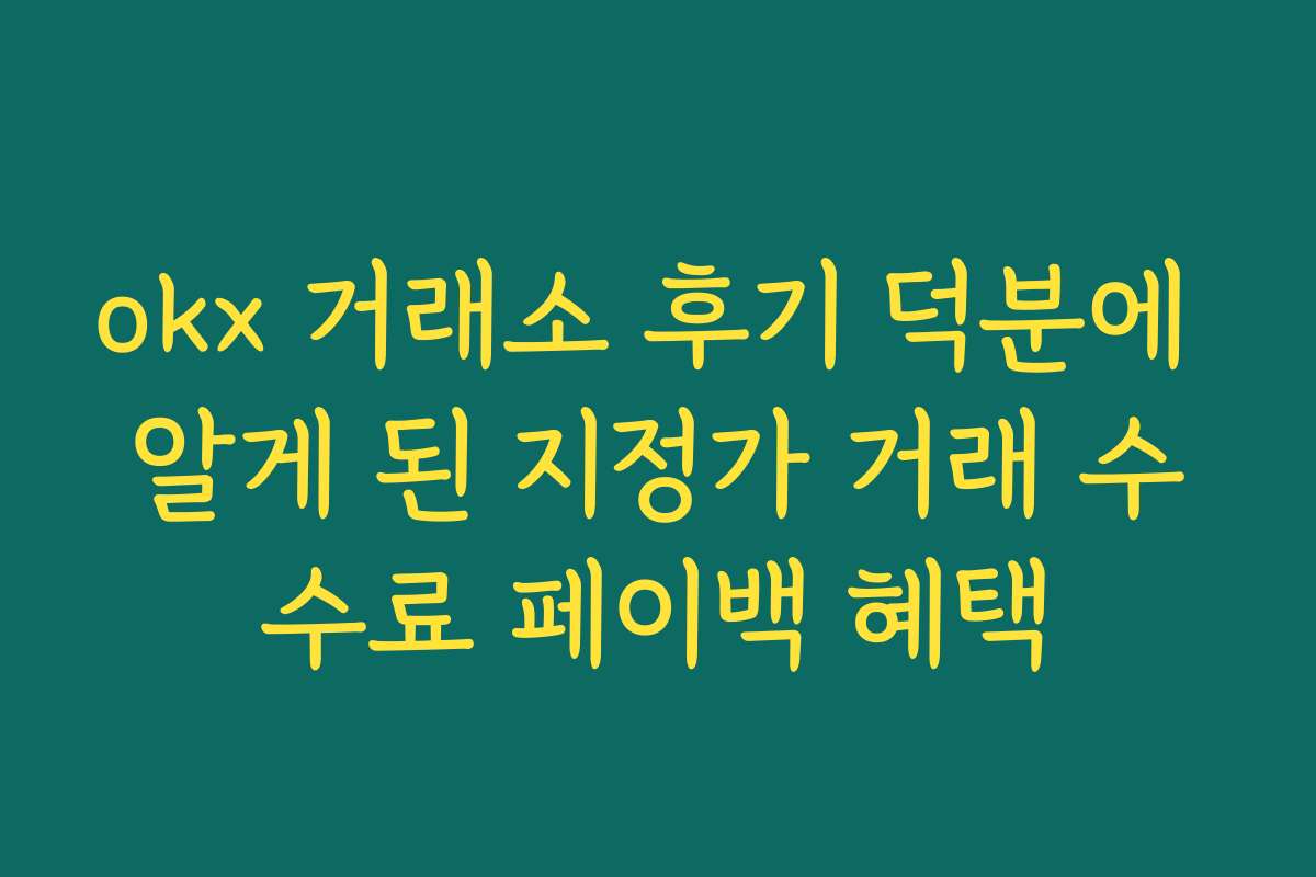 okx 거래소 후기 덕분에 알게 된 지정가 거래 수수료 페이백 혜택