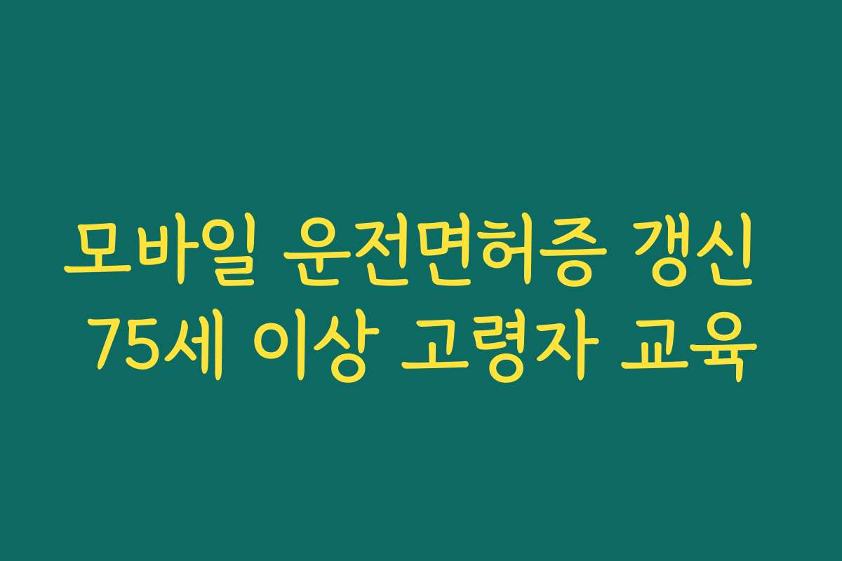 모바일 운전면허증 갱신 75세 이상 고령자 교육