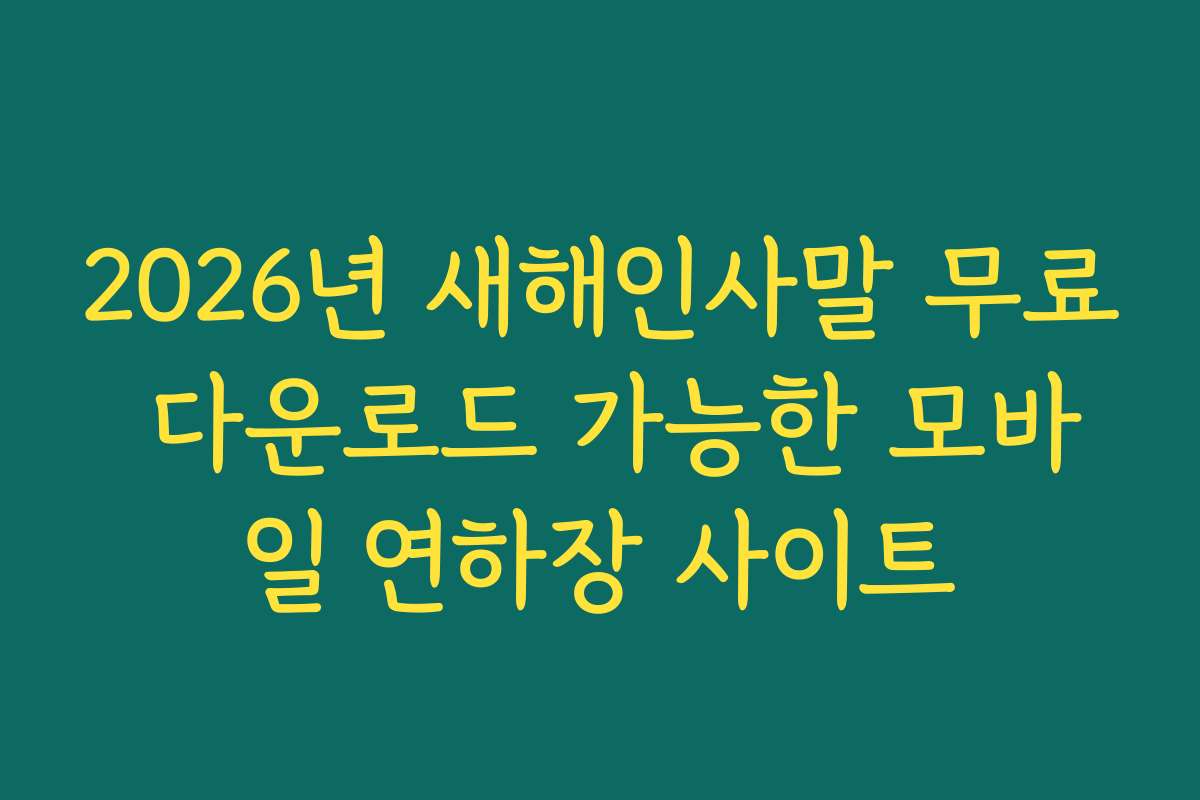 2026년 새해인사말 무료 다운로드 가능한 모바일 연하장 사이트