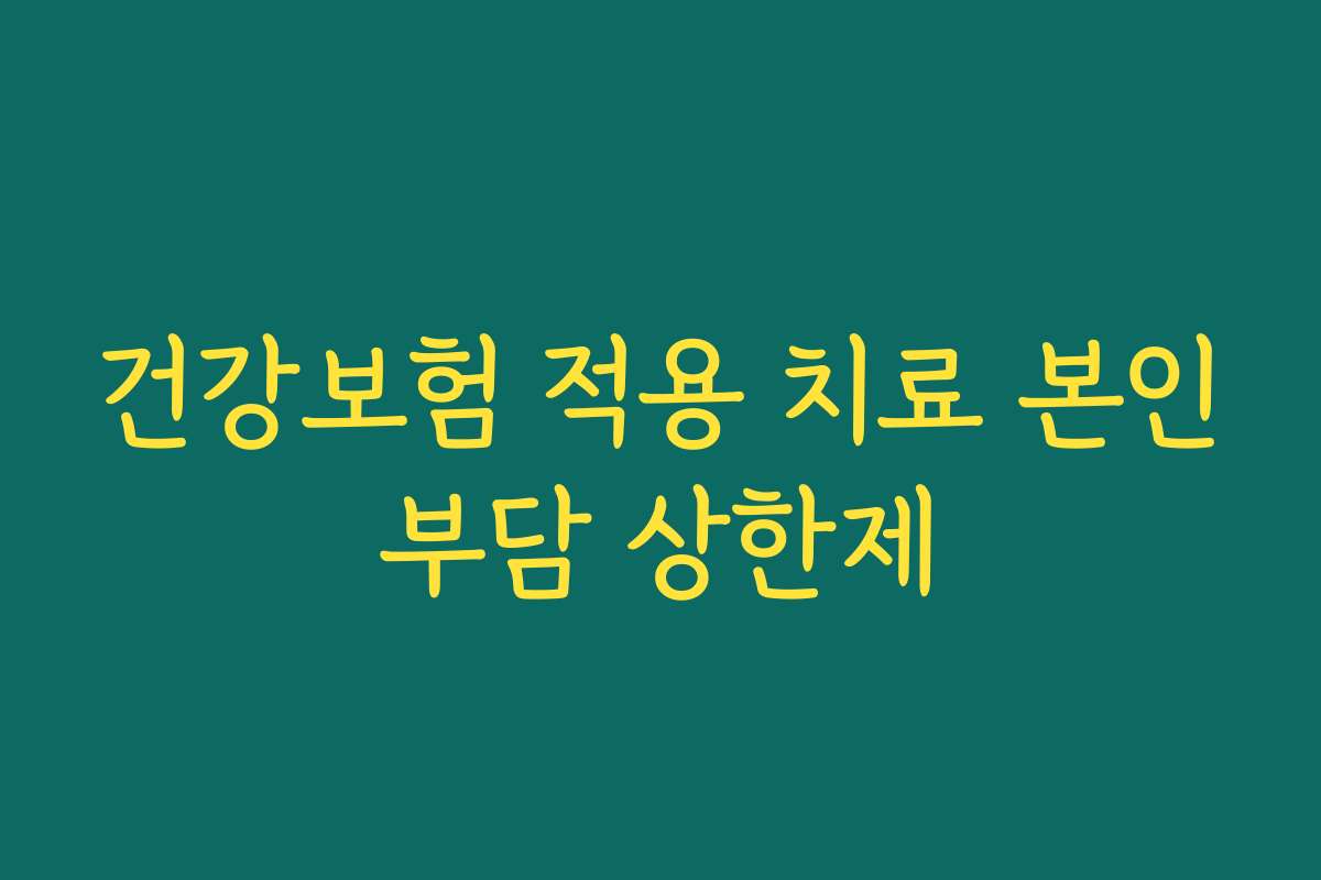 건강보험 적용 치료 본인부담 상한제