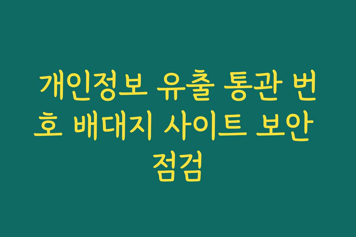 개인정보 유출 통관 번호 배대지 사이트 보안 점검
