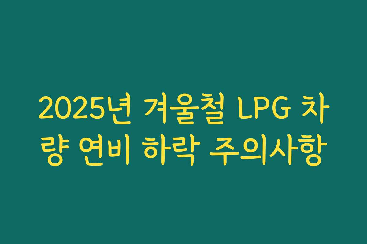 2025년 겨울철 LPG 차량 연비 하락 주의사항