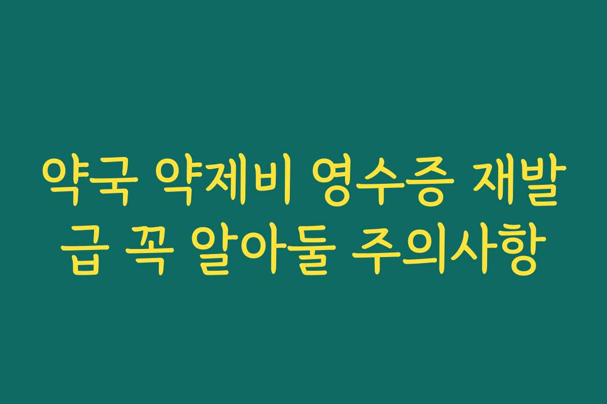 약국 약제비 영수증 재발급 꼭 알아둘 주의사항