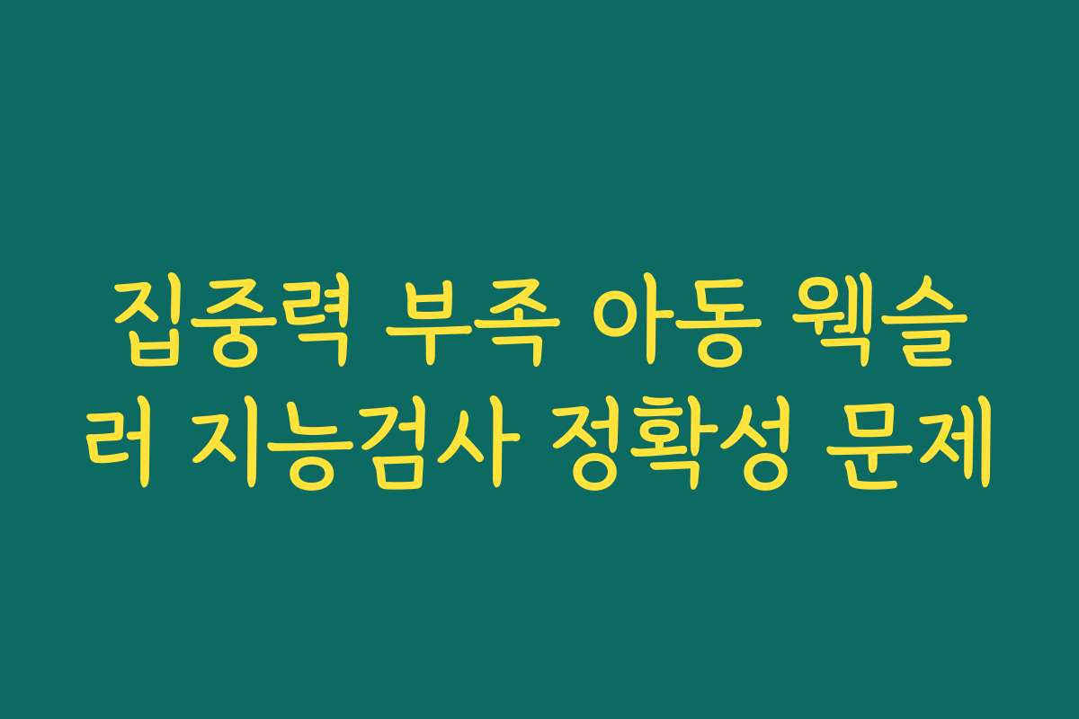 집중력 부족 아동 웩슬러 지능검사 정확성 문제