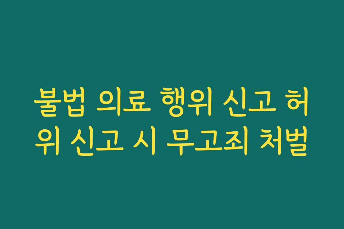 불법 의료 행위 신고 허위 신고 시 무고죄 처벌