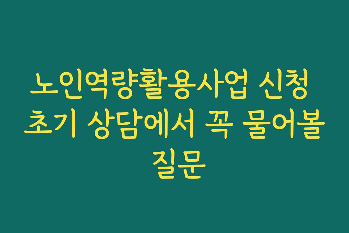 노인역량활용사업 신청 초기 상담에서 꼭 물어볼 질문
