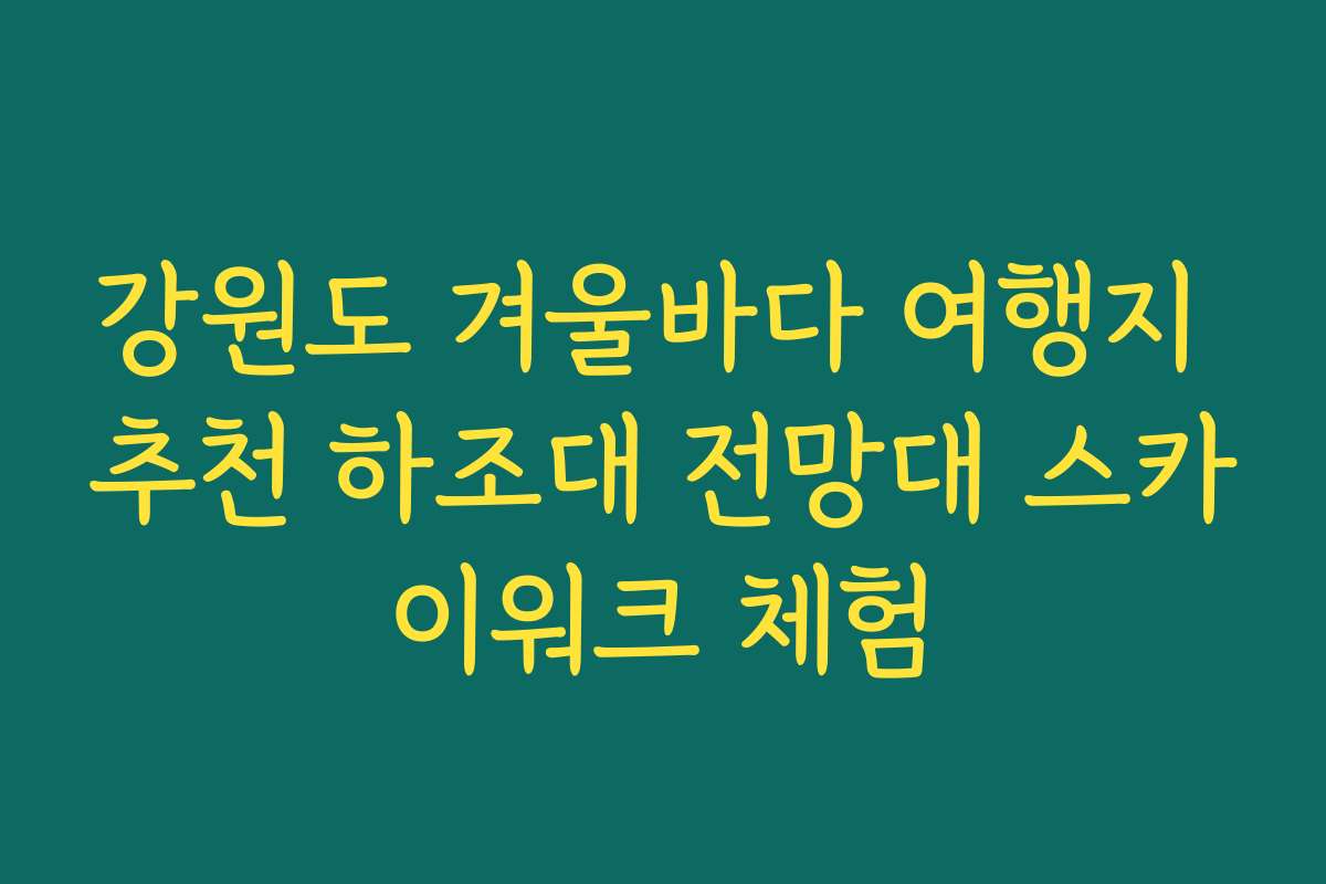 강원도 겨울바다 여행지 추천 하조대 전망대 스카이워크 체험