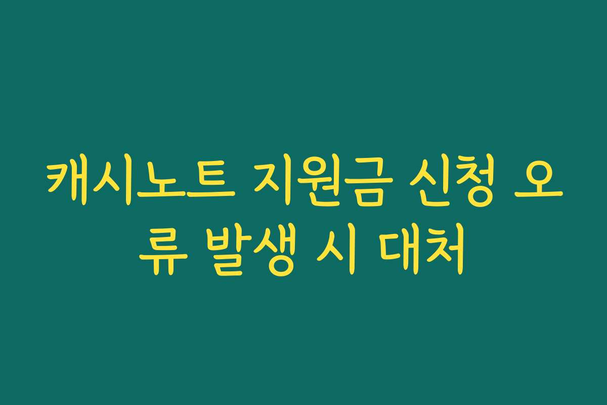 캐시노트 지원금 신청 오류 발생 시 대처