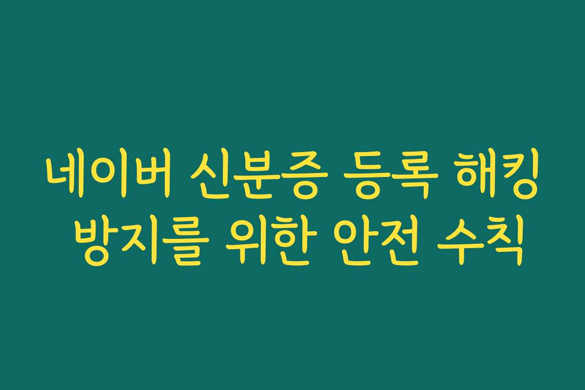 네이버 신분증 등록 해킹 방지를 위한 안전 수칙