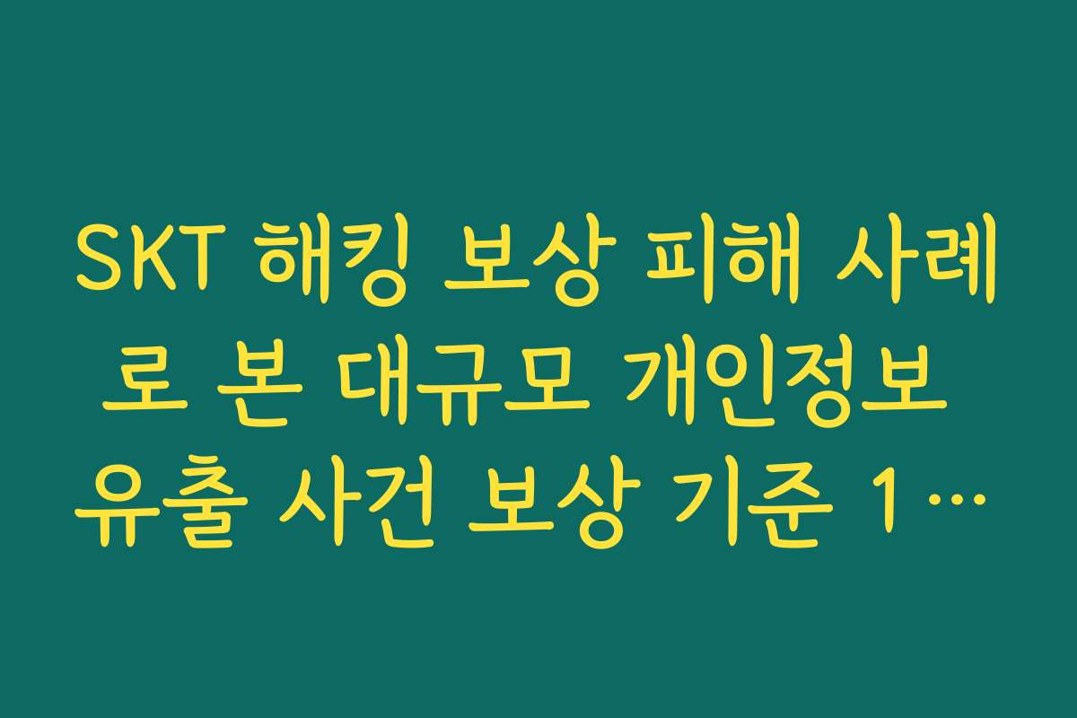 SKT 해킹 보상 피해 사례로 본 대규모 개인정보 유출 사건 보상 기준 10만원 관행