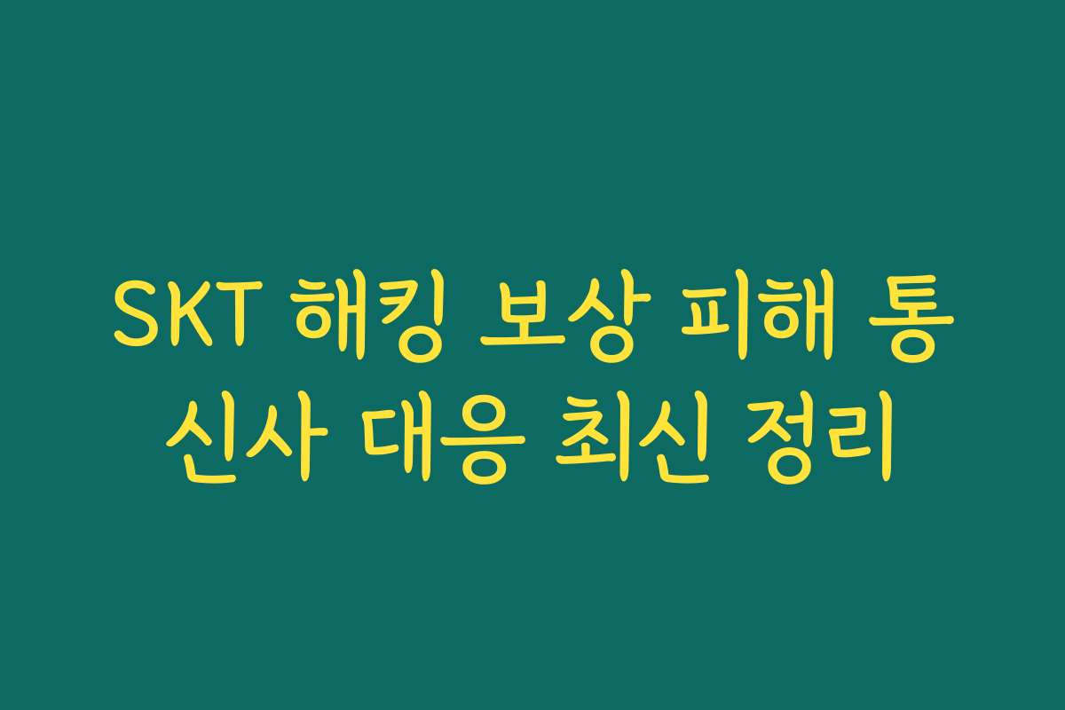 SKT 해킹 보상 피해 통신사 대응 최신 정리